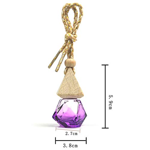 4 Pack,6Ml(1/5 Fl Oz) Refillable Car Essential Oil Diffuser,Empty Car Air Freshener Pendant Perfume Aromatherapy Vials-4 Colors Glass Bottle With Wooden Caps & Hanging String-Free 1 Funnel&Dropper #TOP3