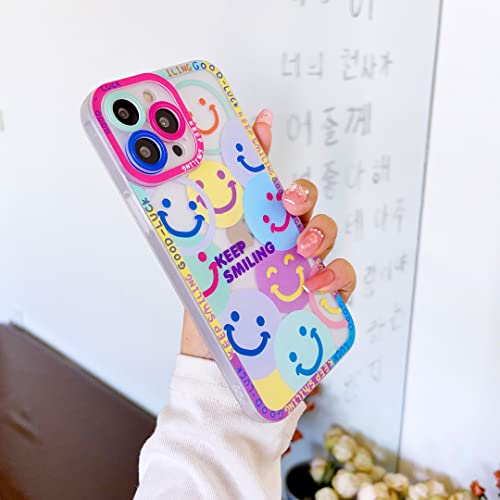 Slrioks Cute Colorful Smile Face Keep Smiling Phone Case Compatible With Iphone 12 Pro Case Lens Protection Shockproof Fashion Soft Tpu Clear Happy Smiley Cover Case For Women Girl #TOP1