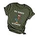 Produktbild KIMODO Shirt Damen Kurzarm T Shirt O Ausschnitt Casual Tops Briefdruck Locker Sommer Tunika Lässige Bluse Oberteile (Armeegrün-B, 3XL)