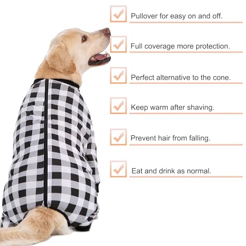Dog Recovery Suit Full-Zipper After Post-Surgery Large Medium Dogs, Dog Bodysuit for Prevent Licking& Chewing Wounds Onesies Cone Alternative (Black, 2X-Large) by Yeapeeto - Used condition - Image 7