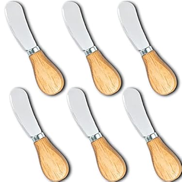 AMAZON - Yeeper Little Cheese Spreader Knives Wooden, 304 Stainless Steel Cocktail Knives Small Serving Spreaders for Appetizer Condimets Butter Spreader Knife Charcuterie Accessories Snack Time Party