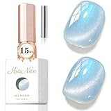 KRISNICE Gelée Vitrail Cat Eye Vernis Semi Permanent, 15ml Oeil de Chat Magnétique Gel 3D Holographique Brillant Translucide Couleur Vernis Gel pour French Manucure (Bleu Bébé Sirène-MY050)