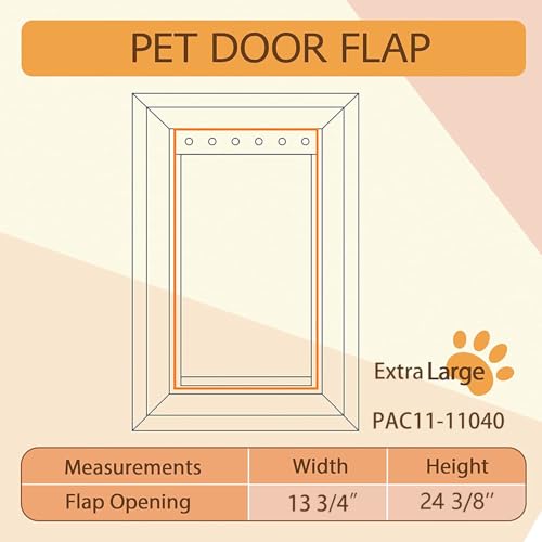 Extra große Ersatz-Türklappe für Hunde, kompatibel mit PetSafe, Maße: 34 x 61 cm, PAC 11-11040, langlebig und flexibel