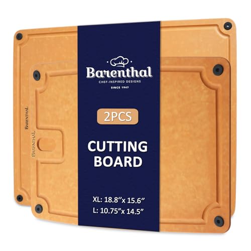 Barenthal Large Cutting Boards for Kitchen Dishwasher - 2PC Cutting Board Set Double-Sided with Non-Slip Feet and Juice Groove Composite Chopping Board for Kitchen Knife Friendly XL(18.8) L(14.5)