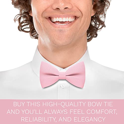 Bow Tie House Linen Men's Classic Pre-Tied Bow Tie Formal Solid Tuxedo (Large, Blush Pink) #TOP4
