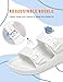 GIWONET Kids Slides Sandals Boys Girls Toddler Double Buckle Summer Shower Beach Pool Water Shoes Slip on Clouds Slippers,White,9.5-10 Toddler