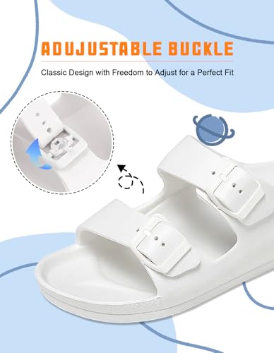 Image of Kids Slides Sandals Boys Girls Toddler Double Buckle Water Shoes Shower Slippers for Summer Beach Pool Indoor Outdoor