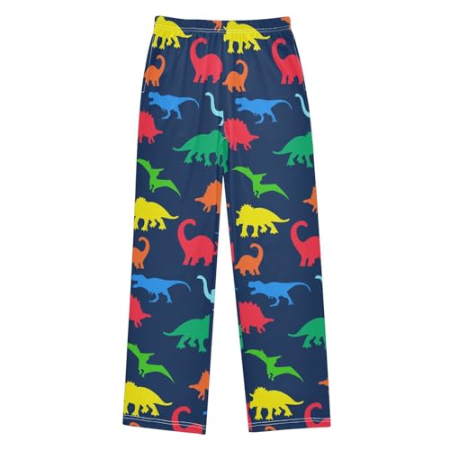 Colorful Neon Dinosaur Silhouettes Boys Pants for Kids Jogger Pants with Pockets S-XL