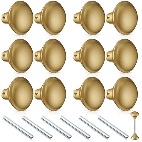 Saillong 6 Sets Vintage Style Door Knob Set with Spindle, Old Style Door Knob Replacement with Electroplate Design, 2.2inch, Outside Diameter for Interior Doors (Gold)