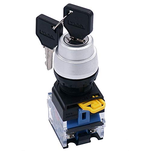 Twtade / 22Mm 1 No 1 Nc 2 - Positions Latching Key Lock Rotary Select Selector Switch 440V 10A (Quality Assurance For 3 Years) La38-11Y/21 #TOP18