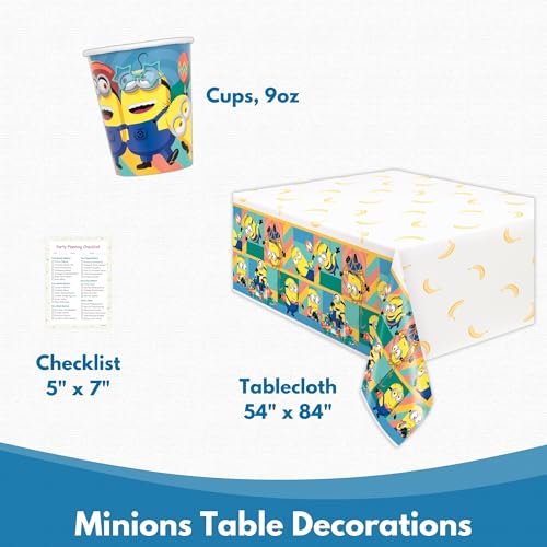 Fête d'anniversaire Minions : kit de table complet pour 16 enfants avec ballons - 5