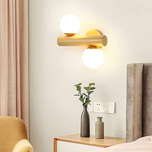 Aplique de pared de globo en madera ajustable para iluminar el cabecero de tu dormitorio 2