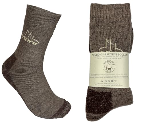 Abolengo de Alpaca Feinste Alpakasocken mit 80% Baby Alpaka, besonders weich und warm, braun, 39-42