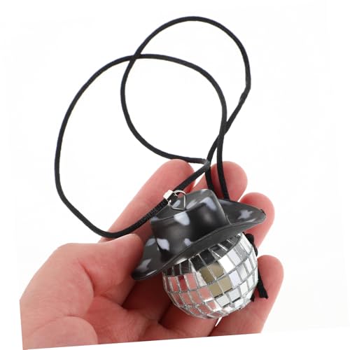 Colgante de bola espejada Gatuida con forma de sombrero de vaquero, accesorio para espejo de auto, llavero o colgante para teléfono, decoración para fiestas y discotecas miniatura 7