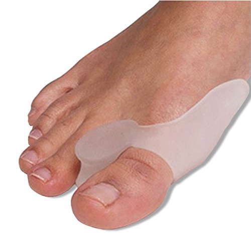 Bcurb Big Toe Gel Protector Straightener for Bunions Treatment - Bunion Gel Toe Corrector, Separators and Spacers - Hammer Toe & Yoga Toe Care - Instant Relief (White - 1 Pair, One Size Fits Most)