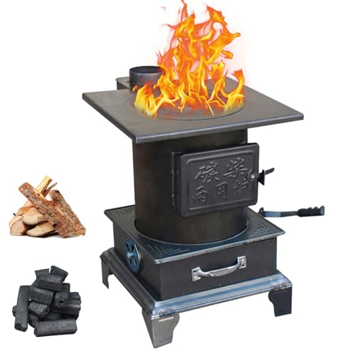 Estufa de leña para interiores, estufa de hierro fundido, estufas de pellets para calefacción interior, estufa de leña para camping, barbacoa al aire libre, picnic, cocina, calefacción de camping