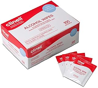 Clinell Alcohol Wipes - Sterile, Individually Wrapped Wipes for Disinfection - Saturated With 70% Alcohol - Use on Skin or Medical Devices - Dermotologically Tested - 100 Individual Wipes