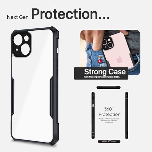 Image of Pikkme Back Cover | Crystal Clear Transparent Back | Ultra Hybrid | Full Camera Protection | Raised Edge | Bumper Back Case for iPhone 15 Plus (Black)
