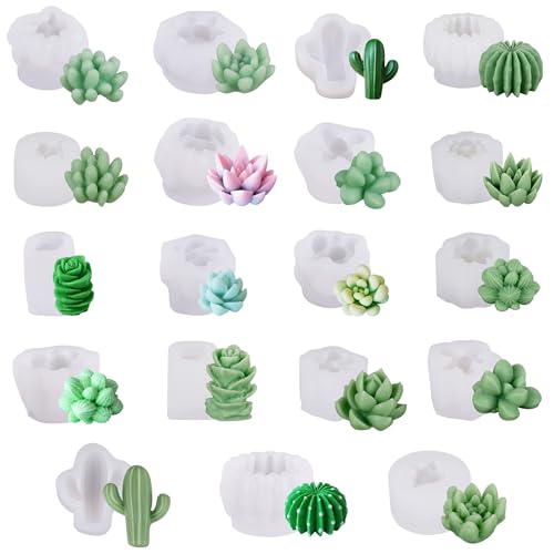 Moules en silicone pour succulentes Cayway : lot de 19 pour création résine