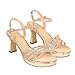 PIZZ ANNU Lena Women's Platform Heels High Block Chunky Sparkly Rhinestone Glitter Open Toe Ankle Strap Fashion Dress Pump Sandals Shoes, Champagne 9 Wide