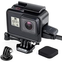 Frame Case Compatible with GoPro Hero 5/6/7 Black/Silver/White, Hero 2018 with Lens Cap and Tripod Mount Adapter Protective Housing Case for Go Pro 7 6 5