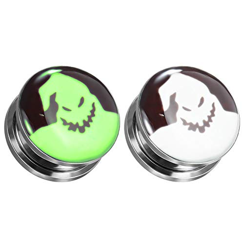 Tbosen 8 Pcs Stainless Steel Fluoresscence Epoxy Screw Fit Ear Gauges Ear Plug Flesh Piercing Jewelry 2G - 1-3/16 Inch #TOP1