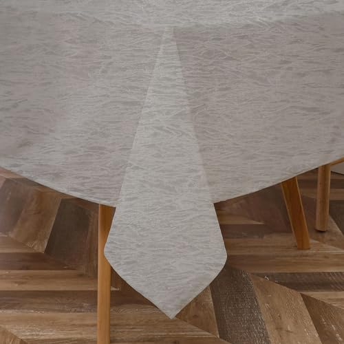 Majestic Giftware PVC Faux Leather Rectangle Tablecloths | (TCG6-5490) Taupe Stucco Waterproof & Spill Proof Dining Table Cover | Decorative Washable Tablecloth for Home, Kitchen, Party (54X90)