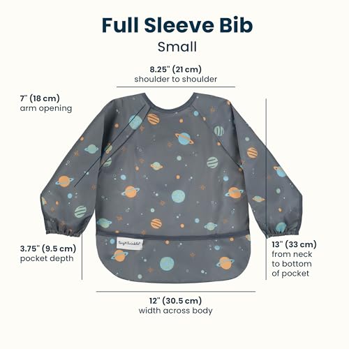 Image of Tiny Twinkle Long Sleeve Bib for Babies & Toddlers | Waterproof Smock Bib for Eating | Machine Washable & Mess-Proof Feeding Essentials | Newborn Shower Gift (Space, 2-4Y)