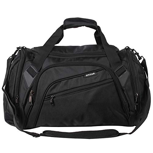 SIYUAN Boxing Sports Duffel Bag Waterproof Packable Punching Bag Foldable with Shoe Compartment Black Large