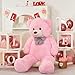 MorisMos Pink Giant Teddy Bear 4 Feet, Lovely 47inch Classic Stuffed Animals Plush, Daughter Girlfriend Birthday Gift for Lover, Party Favor