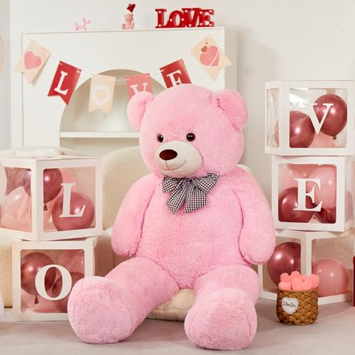 MorisMos Giant Cute Soft Toys Teddy Bear for Girlfriend 47" Pink Teddy Bear