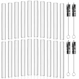 Worldity 20pc 6' Borosilicate Blowing Tubes, 12mm OD, 9mm ID, 2mm Thick Wall Clear Glass Pipe with 4 Cleaning Brush