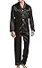 Produktbild Herren Schlafanzug Pyjama Set Satin Nachtwäsche mit Langen Ärmel Loungewear (Schwarz, XL)