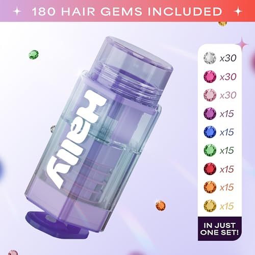 image for Hally Hair Gems Pen Refill Set - Includes 180 Multicolored Adhesive Ge
