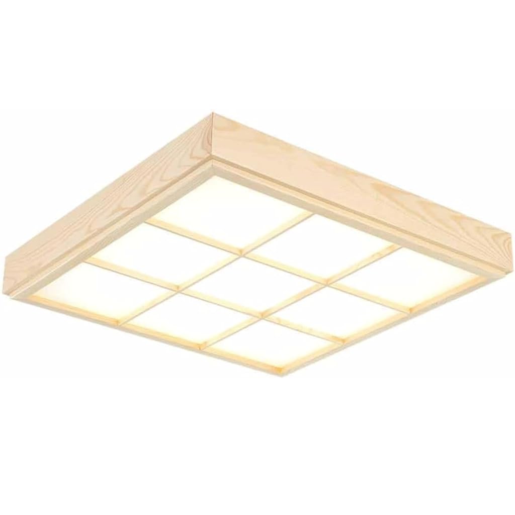 Plafonnier bois LED carré style nordique en bois massif d'exception