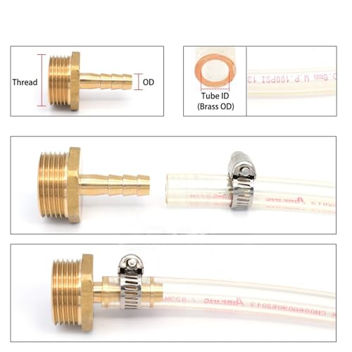 Conector macho de 1/4 accesorio de tubería de latón de 10mm adaptador manguera 6