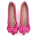 Stunner Womens Bowknot Flower Ballet Flats Pointed Toe Soft Dress Shoes Rose red 40(8.5)