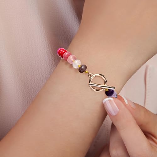 Boho Beaded Bracelets for Women Neon Rainbow Bead Bracelet Handmade Natural Gemstone Stone Beach Jewelry3