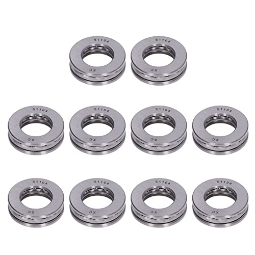 10 STÜCKE Plane Axiallager Plane Kugellager Hohe Genauigkeit Rollenlager Abnehmbarer Miniatur Axiallagersatz aus Metall (51104)