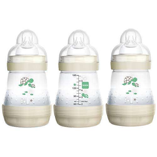 MAM Easy Start Anti Colic Baby Bottle, Easy Switch Between Breast and Bottle, Reduces Air Bubbles and Colic, 3 Pack, Newborn, Deep Sea/Unisex