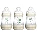 MAM Baby Bottles for Breastfed Babies, MAM Bottles Anti Colic, Gray, "Time for Love" Designs, 5 Ounces, 3-Count