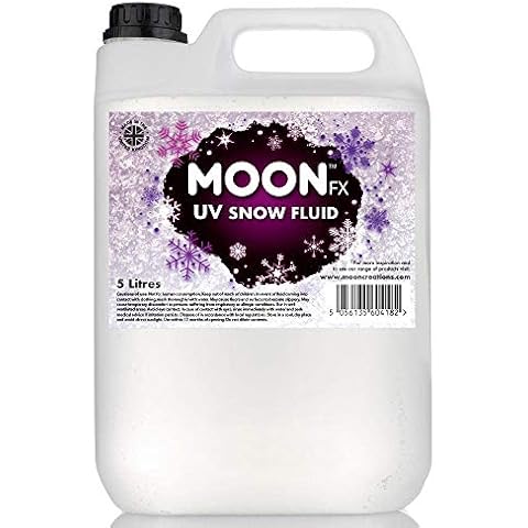 MoonFX Professional UV Snow Fluid 5L - Pro Snow Fluid that produces fluffy white foam based snow flakes that glow under UV lighting/blacklights Cover