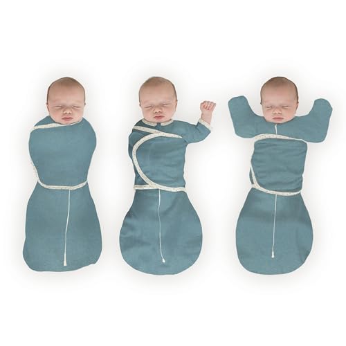 Image of SwaddleDesigns 6-Way Omni Swaddle Sack Arms Up Swaddle for Newborn, More Options to Calm Startle Reflex, Improves Sleep, Easy Transition Baby Sleep Sack, Small, 0-3 Mo, 6-12 lbs, Heathered Teal
