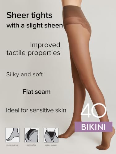 Image of Conte Women's Lace Top Patterned Panties Pantyhose Tights Bikini 40 Den