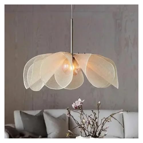 Suspension fleur Wabi-sabi tissu anti-éblouissement D60cm éclairage chaud pour salon
