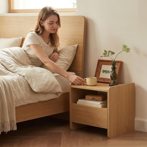 Table de chevet avec tiroirs jaune au design compact et facile à installer - 4
