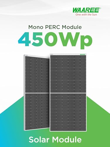 Image of WAAREE 450 Watt Mono PERC Solar Panel - High-Efficiency Half-Cut Technology | BIS & IEC Certified | Framed Module | 25 Years Output Warranty | 900 WATT | Pack of 2