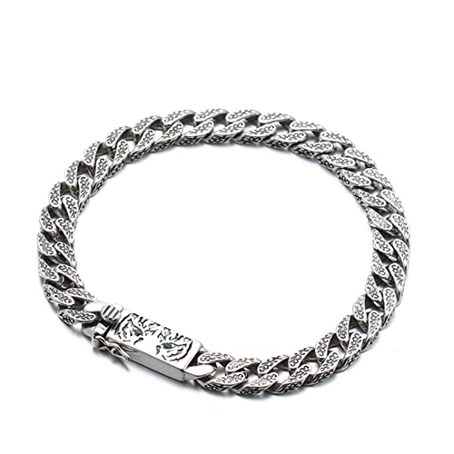 Männer 925 Sterling Silber Armband Vintage Solid Miami Cuban Link Kette...