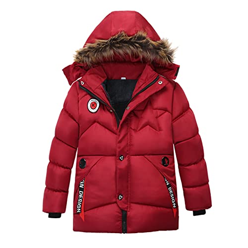 Baby Boys' Freece Lined Puffer Jacket Warm Winter Coat with Freece Trim Hood for Newborn Infants Toddler