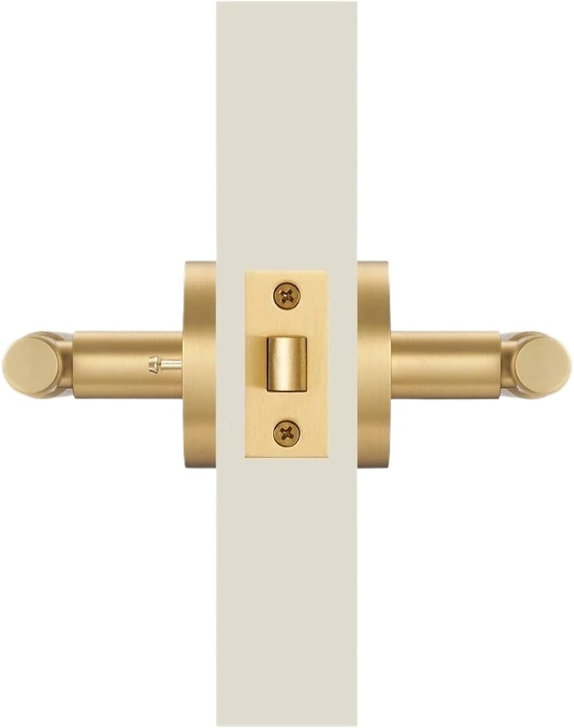 US Standard Brass Privacy & Passage Lock Set Stripe Lever Round Panel, Fit for 2-1/8" Hole, Interior Door Closet Dummy Handle(Passage-QBCF)